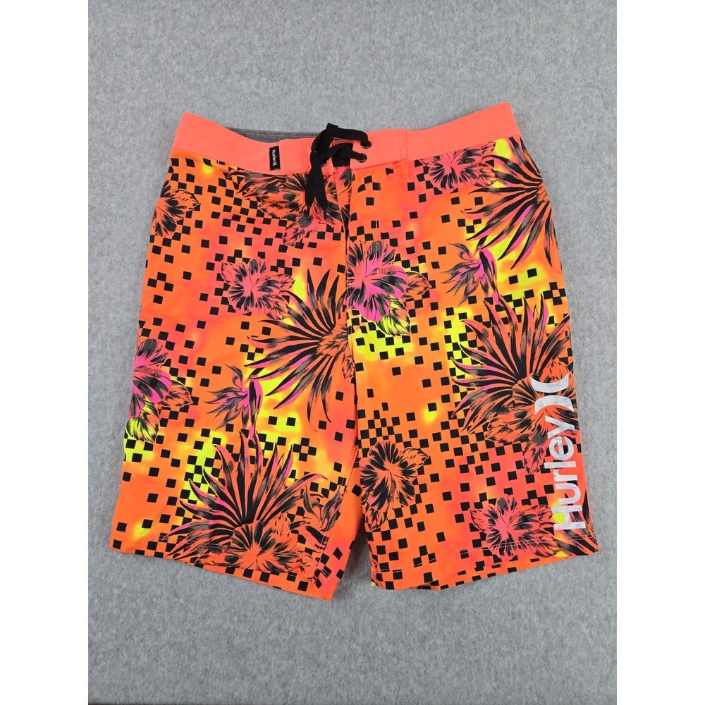 Hurley Board Shorts Boys Size 14 Swimming Trunks Palm Trees Bathing Suit NEW